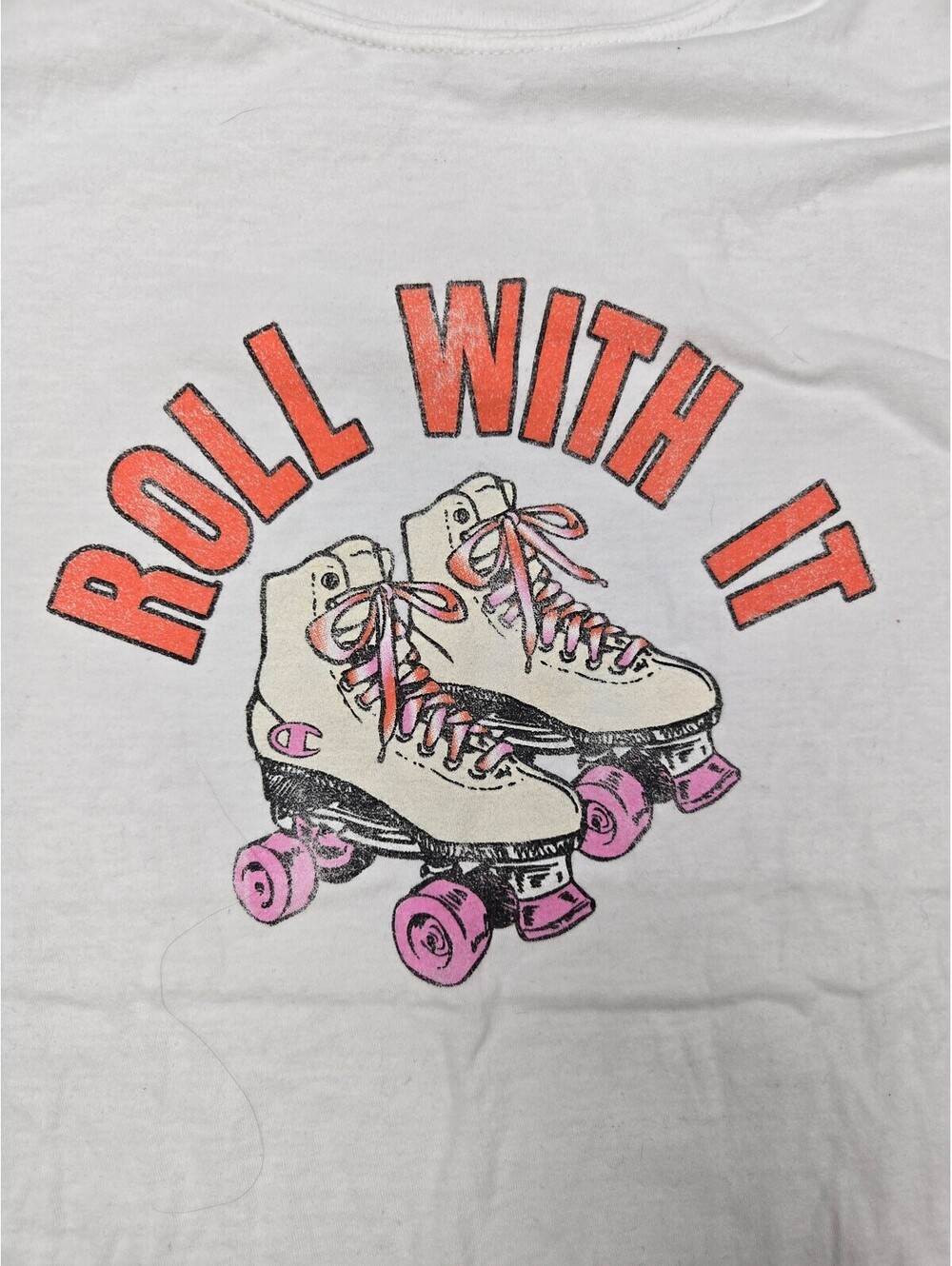 Champion White 'Roll With It' Graphic T-Shirt Medium - Picture 3 of 7